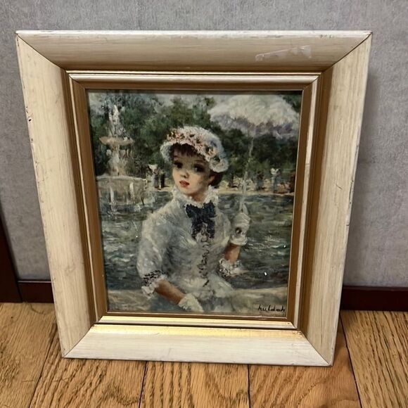 VINTAGE HULDAH PRINT PORTRAIT‎ WOOD FRAME - Picture 1 of 5